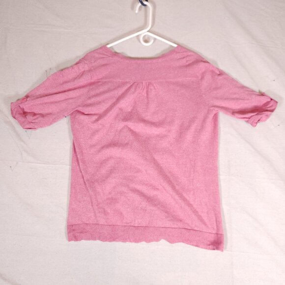 Croft & Barrow Womens Cardigan Sweater L Heather Pink Open Front Layering Preppy - Picture 13 of 16